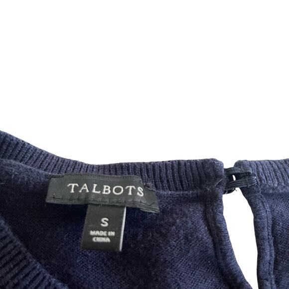 Talbots Navy Blue Butterfly Intarsia Crewneck Long Sleeve Sweater Size Small - Picture 4 of 7